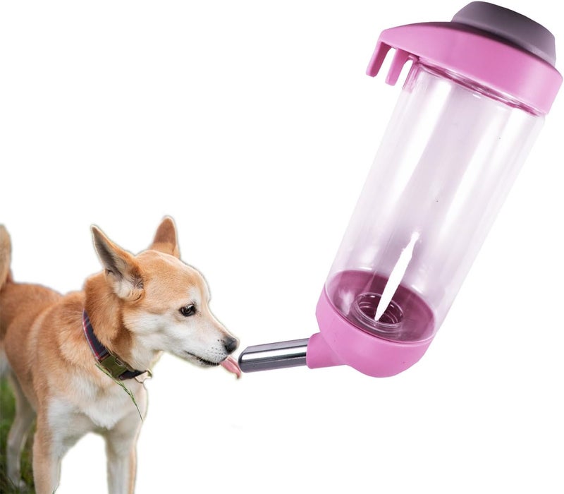DEEUCHIS Dog Crate Water Bottle Dispenser - No Drip Dog Kennel Water Dispenser & Cage Bottle - Easy-to-Use Water Bottle for Cat Crate - Perfect for Keeping Your Pet Hydrated (Pink)-350ML - Image 1